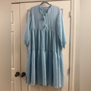 Khaadi Blue Tiered Midi Dress Size Medium
